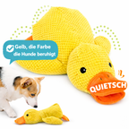 Quietsch-Ente gelb für Hunde – Detailansicht hochwertiger Plüsch